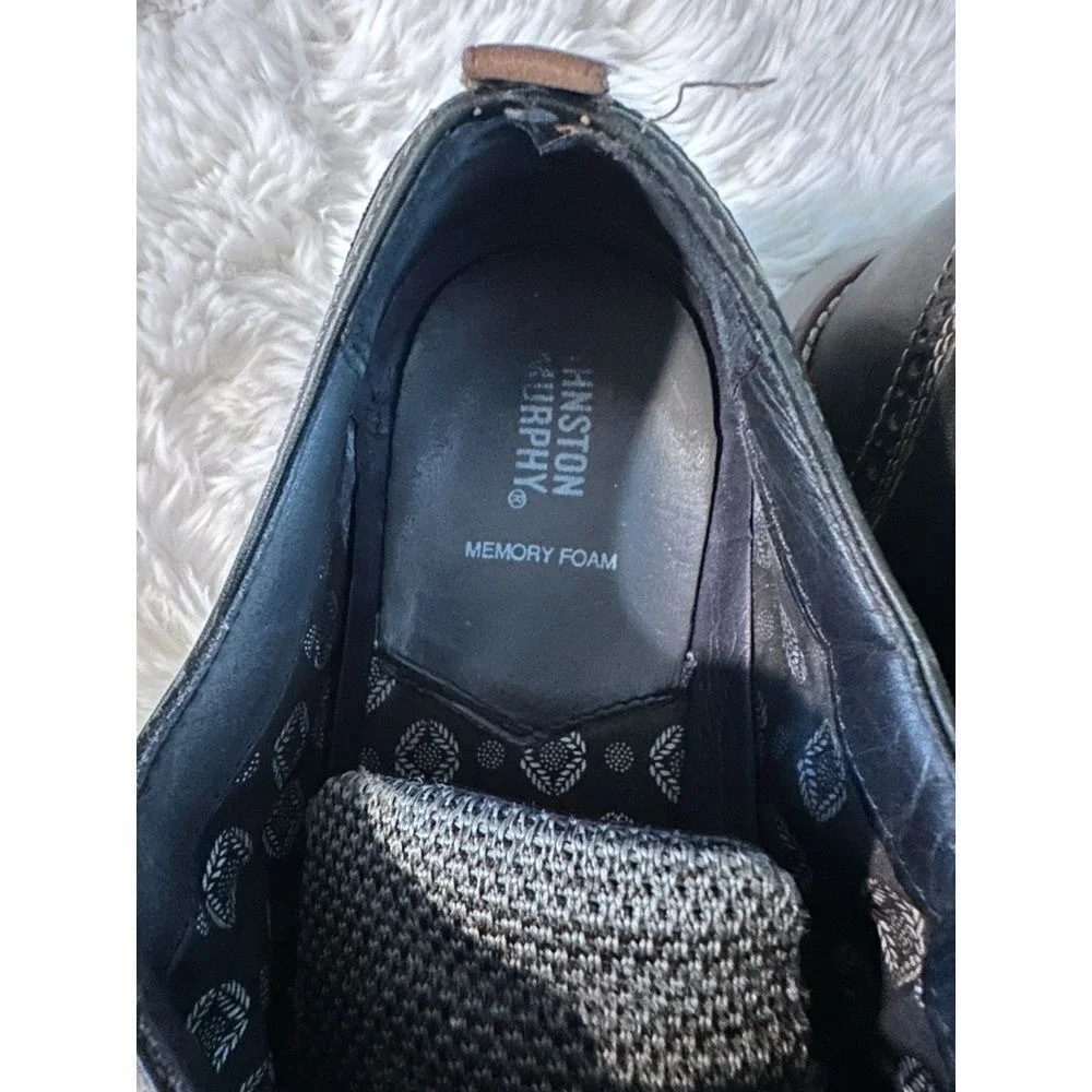 Johnston & Murphy Prentiss Knit Leather Wingtip Oxford Grey Black 59-2991 11M